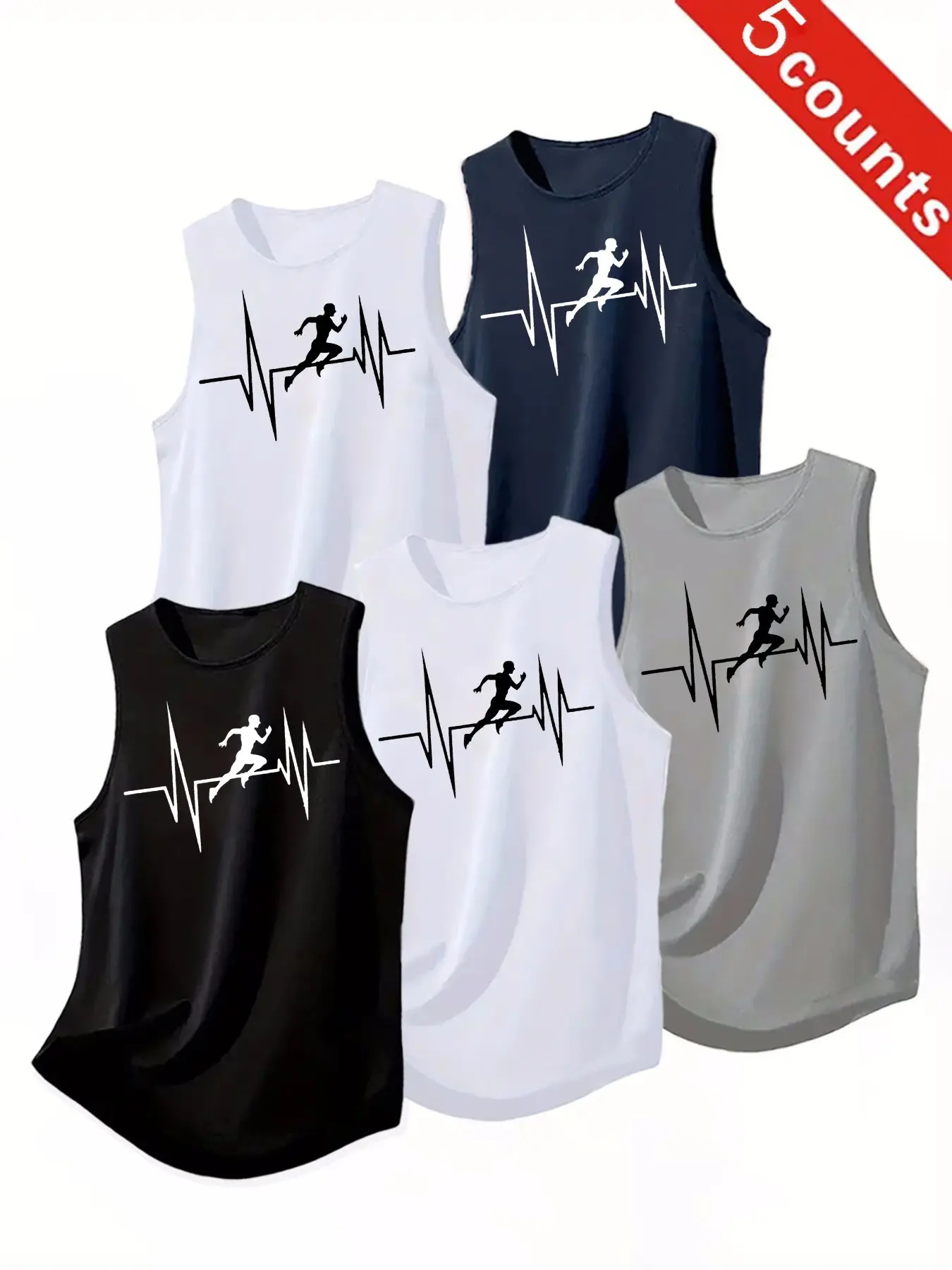5-Pack Men's Quick-Dry Running Vest , Breathable Sleeveless Sportswear, Ideal for Runners and Fitness Enthusiasts, Best Choice for Sports, Sports Vests