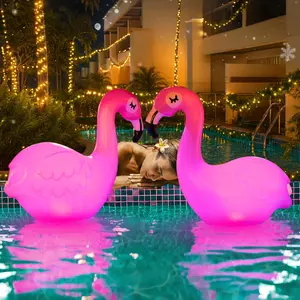 Floating Pool Lights Solar Powered - Inflatable Solar Pool Lights, IP68 Waterproof Decor Float, Flamingo and Swans Decorations for Outdoor Use, for Women, Men, Adults