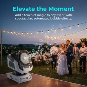 RGB Bubble Machine, Automatic Bubble Machine, Remote Control Auto Rotate, 1800mah Type-C Charging, Kids Party Toy, Includes 50ML Concentrate, Ages 3+