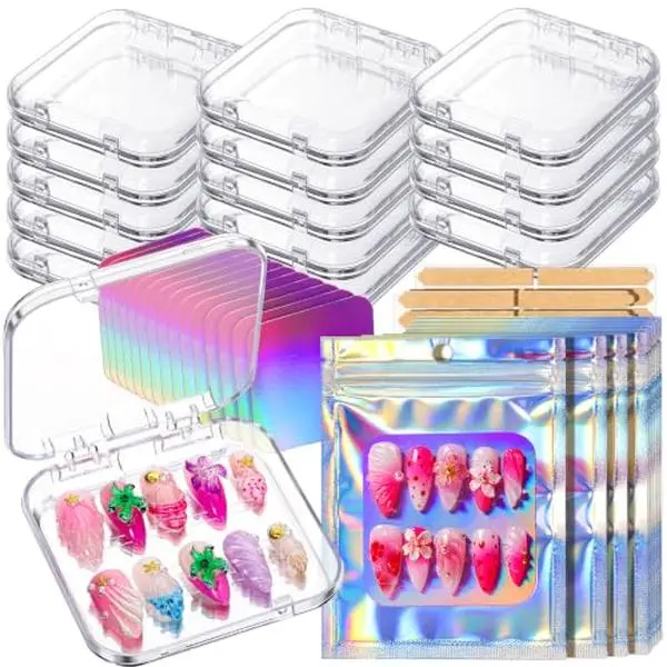 Teenitor 15 Sets Press on Nail Packaging Box, Nail Packaging for Press Ons