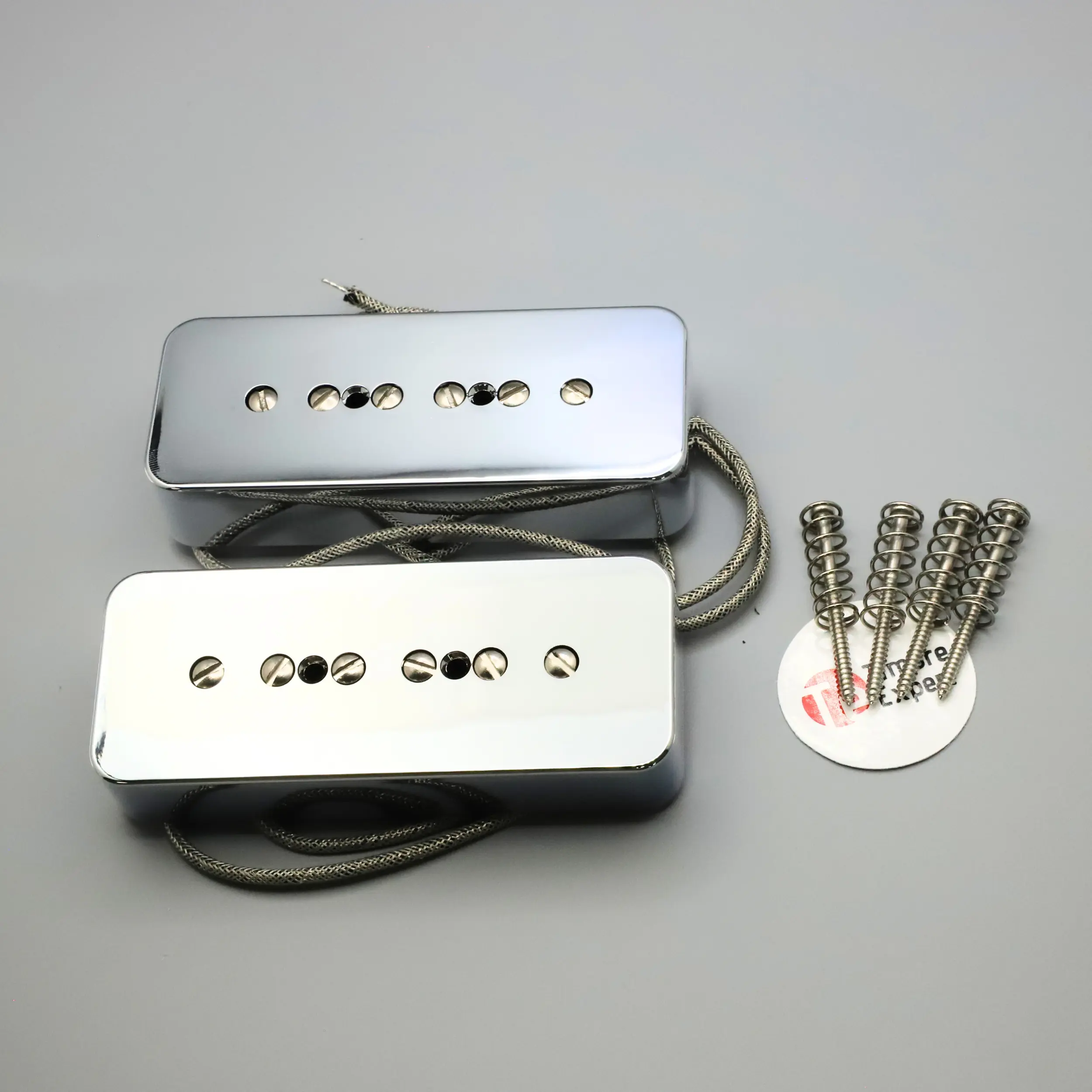 TimbreExpert TE-VP1 "SuperFat" P90 Pickup Set - Alnico V, Wax Potted, High Output Single Coil, Bridge Pickup, Classic P90 Clarity, Consistent Impedance, Cupronickel Baseplate for Electric Guitar Neck/Bridge Replacement, German Wire, Guitar Pickups, Electr