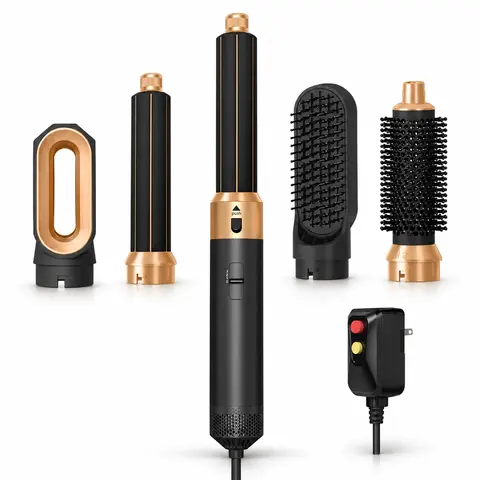 5-in-1 Hair Dryer Brush & Air Curler Set, Professional Hot Air Blowout Styler for Frizz-Free Salon Results