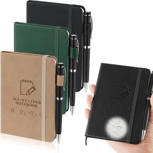 3 Packs 4" x 6" Waterproof Stone Paper Notebook All-weather Small Pocket A6 Steno Pads for Woodworker Outdoor Hiking, Colors: Black Green Khaki