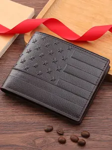 Men's Simple Plain Star Decor Short Wallet, Casual Business Style Bifold Wallet, Trendy Minimalist Wallet for Daily Use, Textured Wallet, Vintage Style Wallet