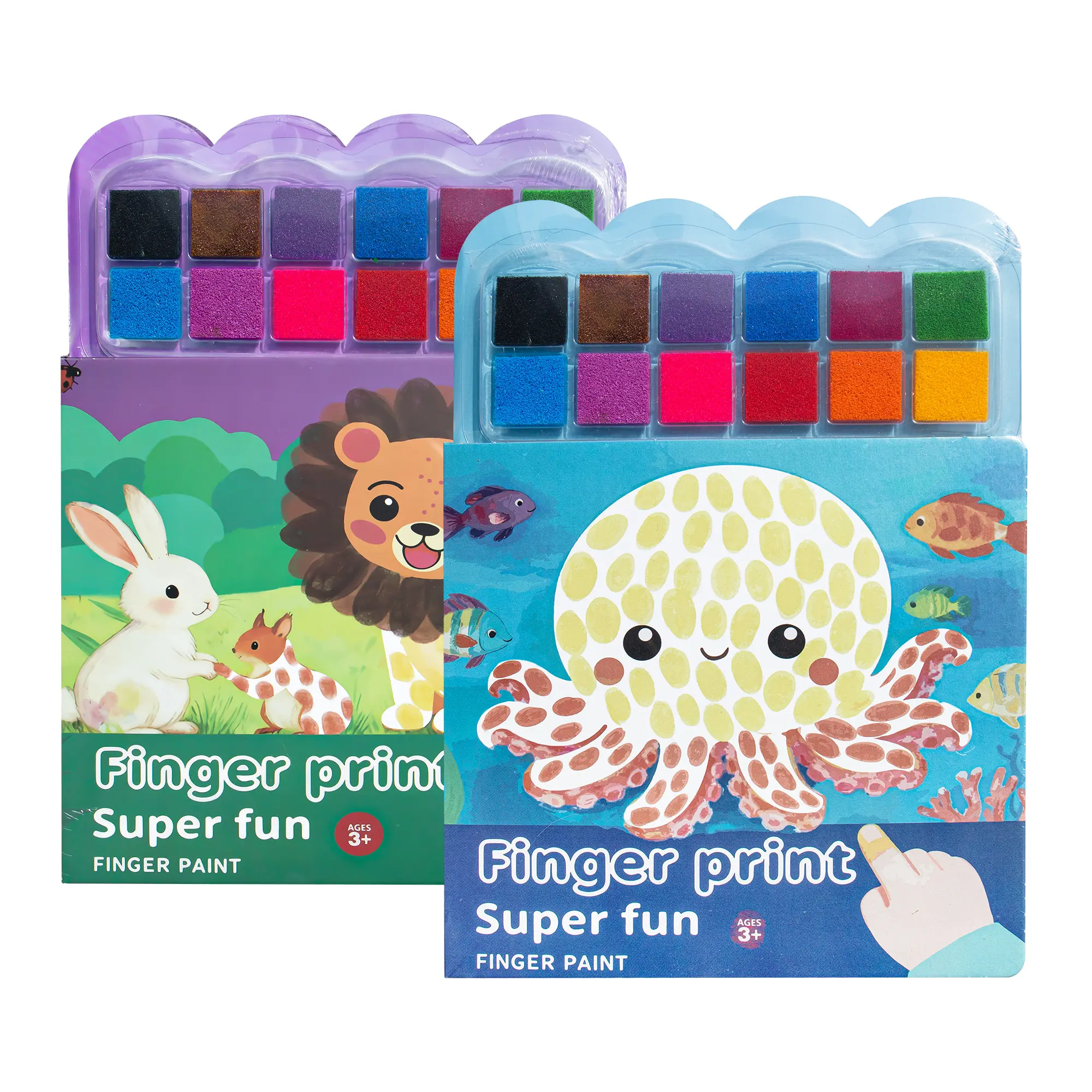 Leven 2-Pack Toddler Portable Finger Painting Books - Washable, Non-Toxic Ink Activity Set, Preschool Craft Kit with Thick Pages, Toddler Gifts for Ages 3-5, Ideal for Travel & Home Use