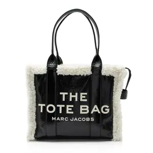 Pre-owned MARC JACOBS Leather Tote Bags Crinkled Faux Shearling The Tote Large Bag