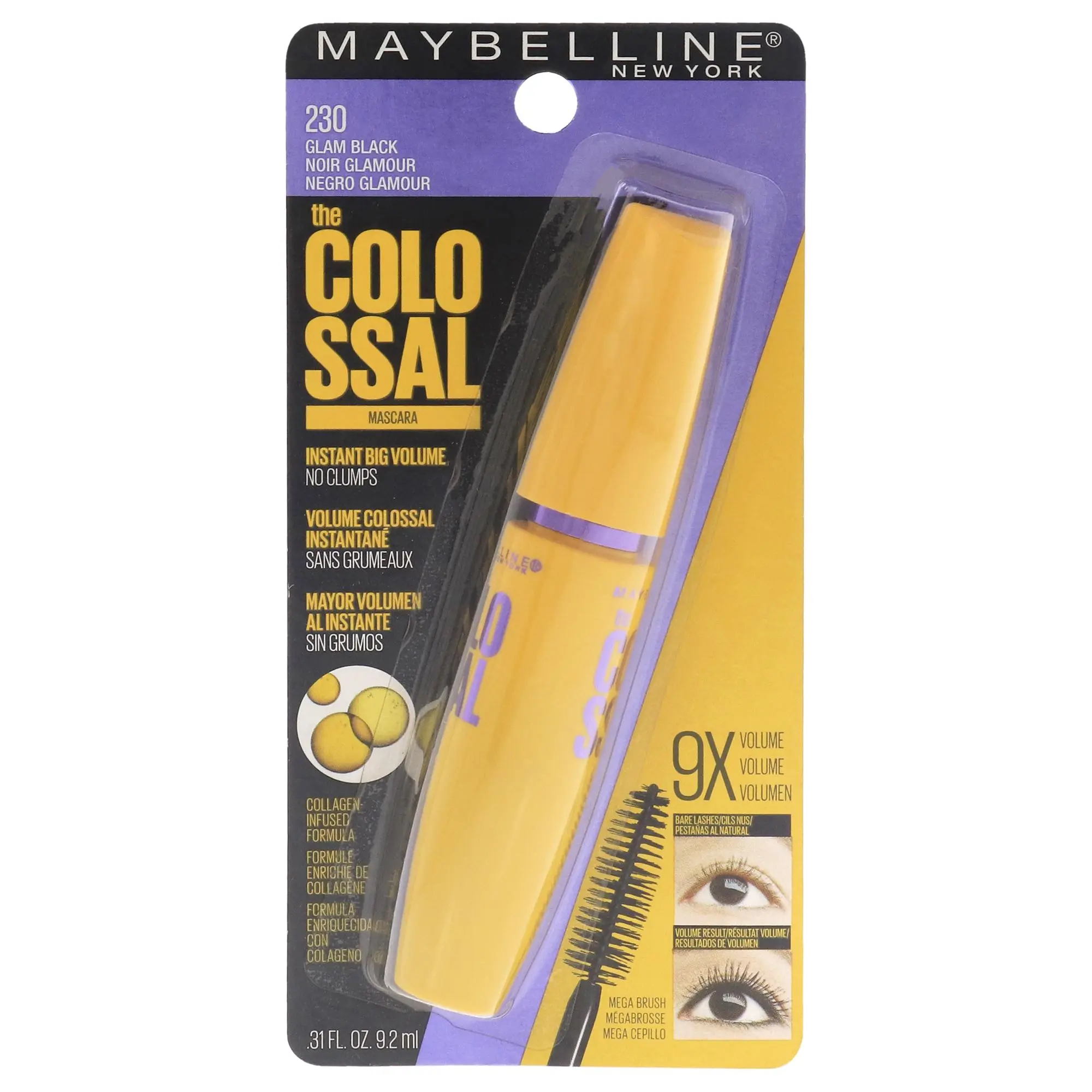 The Colossal Volum Express Mascara - 230 Glam Black by Maybelline for Women - 0.31 oz Mascara