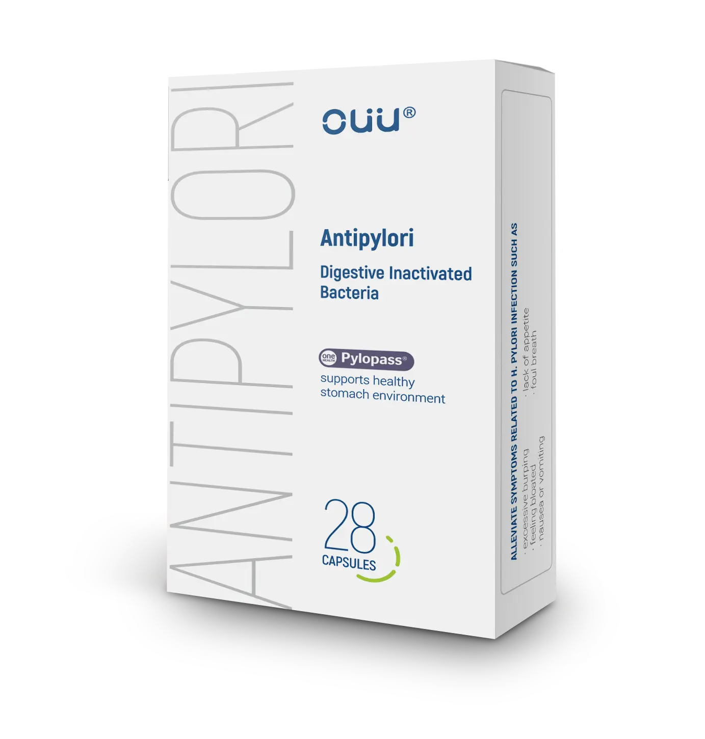 OUU H Pylori Treatment |Pylopass Lactobacillus Reuteri Probiotic Suitable for Adults & Children Age 9+ |20 Billion CFU Per Serving |28 Vegetarian Capsules |Relief from Heartburn & Acid Reflux Healthcare Supplement