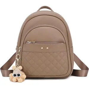Mini Leather Backpack Purse for Women, Small Backpack Purse with Cartoon Charm, Cute Fashion Bag for Girls