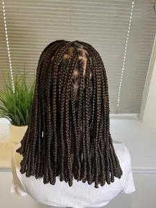 Color 33 knotless braids, full lace braided wig, 14 inchs