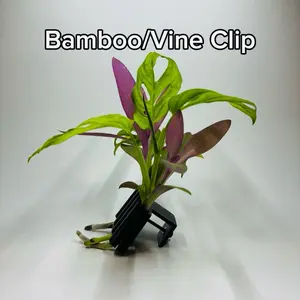 Aquarium Bamboo/Vine Clip - 4 Individual Spaces Removable Front Face Easy Placement Fits Rims Up to 1.25 Inches PETG Food Grade Non-Toxic Plastic Ideal for Fish Enthusiasts