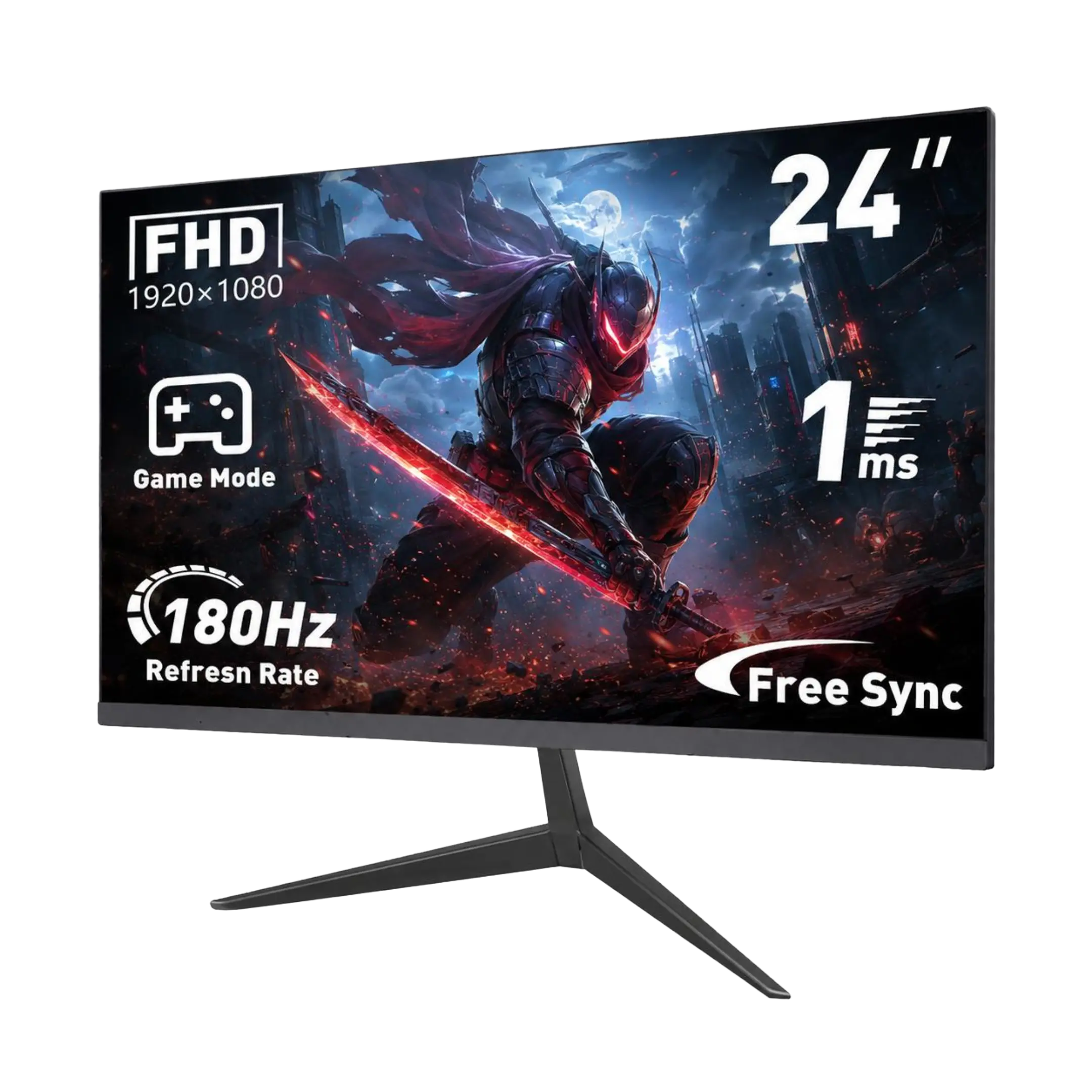 24'' FHD Gaming Monitor 180Hz 1ms, 100% sRGB, FreeSync & G-Sync Compatible, HDMI HDR, Low Blue Light Anti-Glare Display for PC Game Enthusiasts