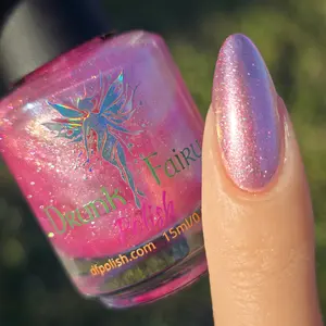 Pink Tourmaline Nail Polish by Drunk Fairy Polish | A very Light Pink Jelly Base Containing a Unique, Fine-Particle, Glittery, Pearly, Slightly Metallic Shimmer