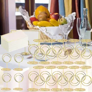 24 Packs Golden Foil Mini Table Number Holders with 24 Packs Place Cards for Weddings, Birthdays, Parties Centerpiece Accessories