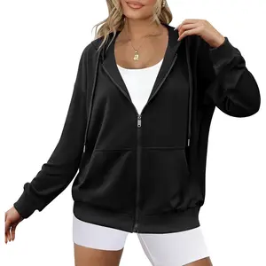 Women's Lightweight Hoodies Full Zip Up Oversized Sweatshirts with Pockets Long Sleeve Thin Casual Hooded JacketsGift