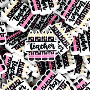 1pc Teacher Pencil Focal Beads | Cute Colorful School Pencil Beading & Craft Suppliess
