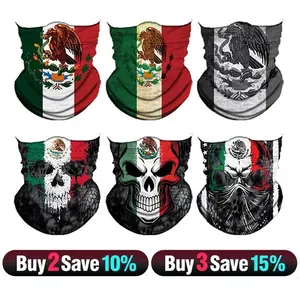 6pcs Spring Warmth Windproof Neck Gaiter Face Mask Men Women, Seamless Bandana Rave Face Cover Scarf Mask, Balaclava, Headband, Head Wrap, Great for biking, fishing, Ski, climbing, construction work, Headwear UV Protection American & Mexican Neckgaiter ti