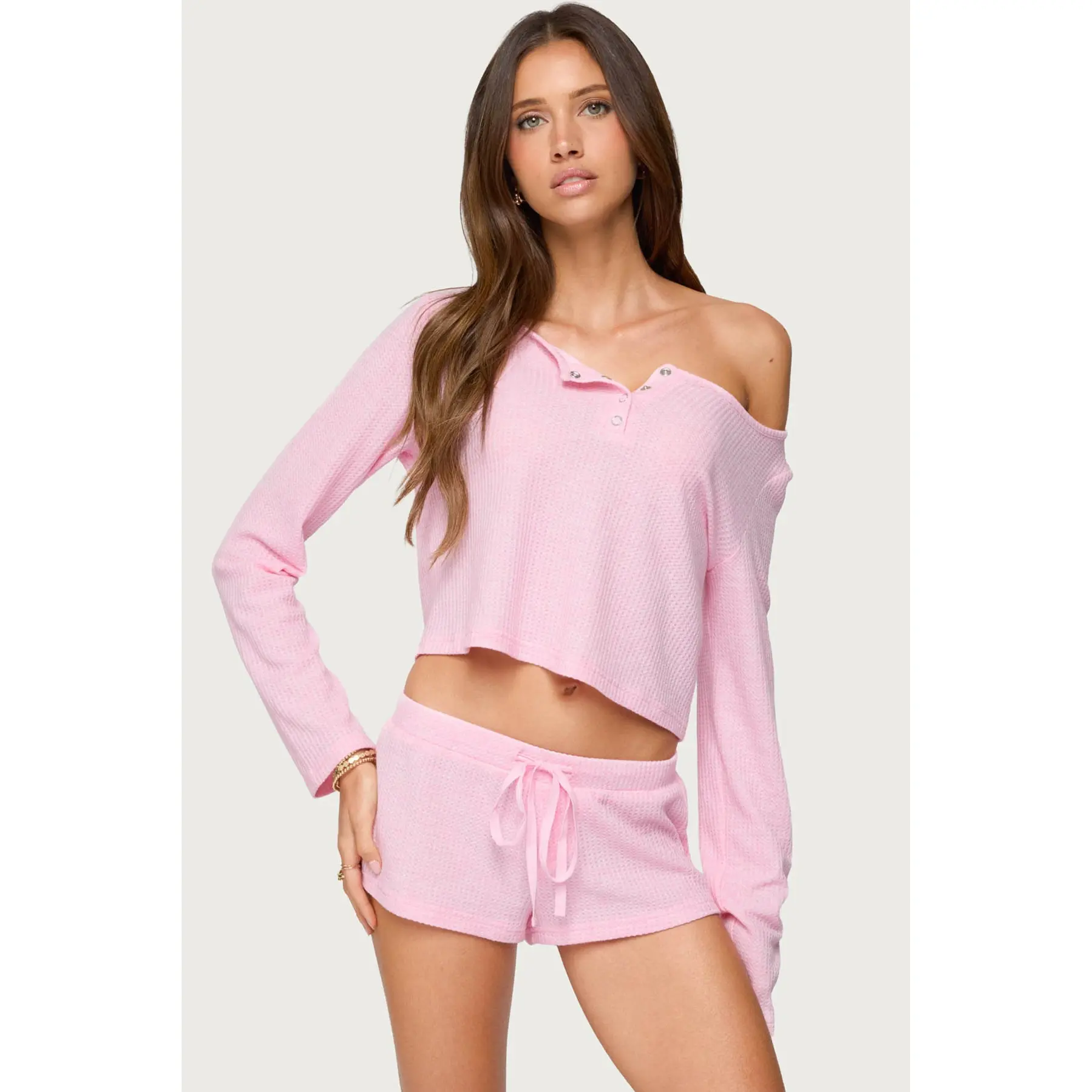 Teddy Cropped Waffle Top