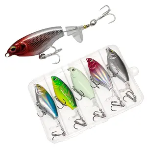 Top Floating Swimming Water Bass Fishing Lures,Fishing Lures with Propellers,Tail for Catfish,Pike Perch, Floating Pencil Bass Freshwater or Saltwater