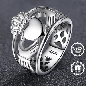 925 Sterling Silver Claddagh Celtic Knot Love Wedding Ring | Romantic Couple Jewelry | Gift Box Included Promise Ring