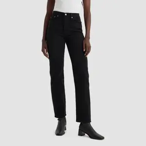 Levi's Women's High-Rise Wedgie Straight Cropped Jeans - Soft Black 32