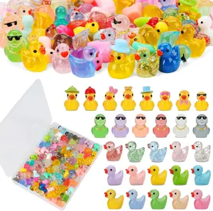 80 Pcs Mini Resin Ducks, Tiny Duck Animals Figures to Hide Plastic Glitter Little Ducks Glow in The Dark