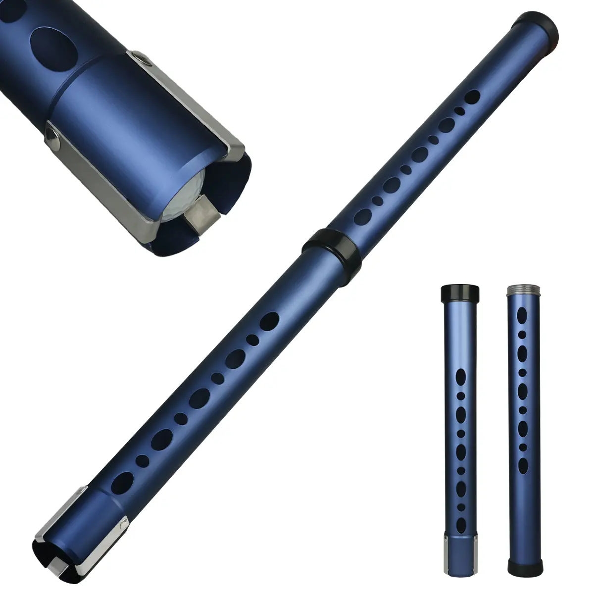 Golf Ball Retriever Tube with Detachable 2-Piece Aluminum Alloy Handle, Hook Secure Design - Holds 20 Balls for Golf Practice Play