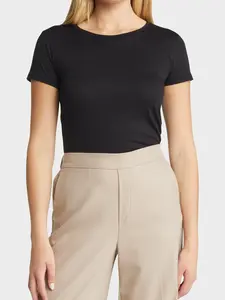 Womens Basic Essential Soft Cotton Short Sleeve Crew Neck Tee