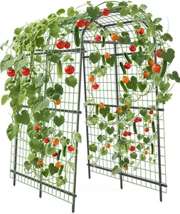 Adjustable Metal Garden Arbor Trellis with Netting – Heavy Duty, Weather-Resistant Pergola Arch for Climbing Vines, Vegetables, Flowers – Easy Install for Outdoor Patio & Event Decor