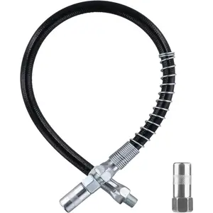 Grease Gun Accessory Kit, 18 Inch Spring Flex Hose with Grease Gun Coupler 8000PSI 1/8" NPT Threads Grease Gun Fittings
