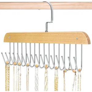 Wall-Mounted Jewelry Organizer, Hanging Necklace Holder Storage Hooks Adjustable Hooks Hanger