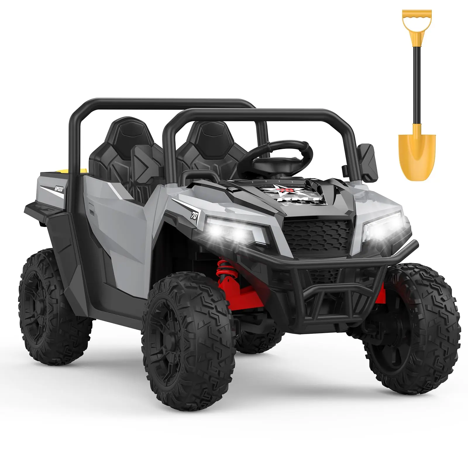 GARVEE 24V Ride On Dump Truck with Remote Control, Electric Dump Bed, Extra Shovel, Music Player, and Key Start for Safety - Perfect Gift for Young Adventurers