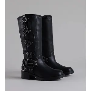 Totally Edgy Buckled Square Toe Boots