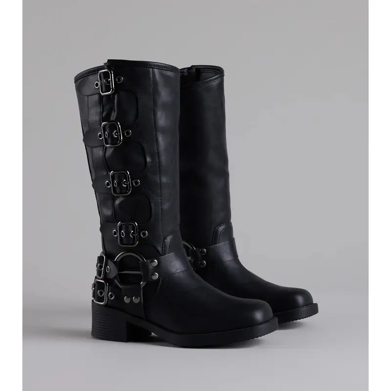 Totally Edgy Buckled Square Toe Boots