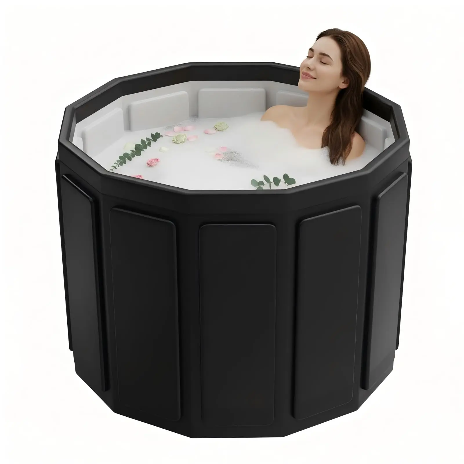 6-Layer Insulated Foldable Portable Adult Bathtub - Space-Saving Home Bathroom Soaking Tub for Hot SPA, Ice Bath, Summer Essential