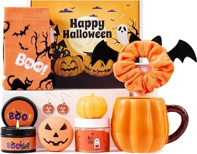 Halloween Fall Gift Boo Basket for Women Teens, Boo Basket Stuffers for Women Teens Adult, Halloween Gifts for Adults Woman, Halloween Spooky Gift Baskets for Woman Adults Her Friends Teen Girls Sister Girlfriend