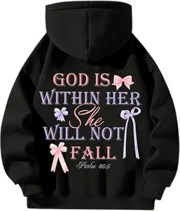 God Is Within Her She Will Not Fall Sweater, Hoodie ,Coquette Christian, Jesus Christian Hoodies Christian Bible Verse, christian apparel, Fashion Casual Long Sleeve for Daily Holiday Outdoor Wear, Women