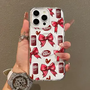 Trendy Magnetic Case for iPhone11/12/13/14/15/16/17/promax, Dr Pepper Bows Ultra Slim, MagSafe Support, Shockproof | Playful & Fun Style