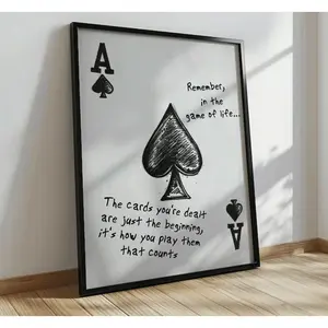 Ace of Spades Wall Art Decor, Motivational Posters and Prints, Mental Health Canvas Artwork, Inspirational Quote Aesthetic for Bedroom Living Room Home Decor, Gift Idea