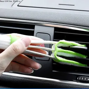 Microfiber Mini Car Air Vent Duster Set (3-Piece) - Automotive AC Cleaner, Brush & Dust Collector Cloth for Camping Keyboard Window Blinds, Microfiber Duster