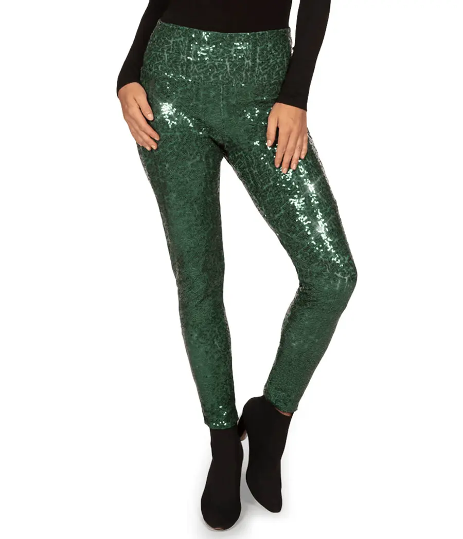 Dark Green Sequin High Waisted Leggings Dark Green Sequin High Waisted Leggings