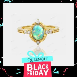 【944】BlackFriday Fantasy Blue 1.5CT Synthetic Opal Ring and Earrings Set
