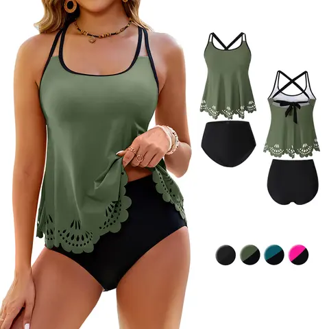 Blooming Jelly Womens Swimsuits Tankini Tummy Control 2 Piece Bathing Suit Modest Beach Vacation Clothes#TikTokShopFallDealsForYou