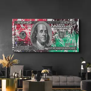 Abstract Dollar Bill Poster or Canvas Wall Art, Money Canvas Wall Art, Dollar Bill, Benjamin Franklin Dollar Bill Motivational Cash