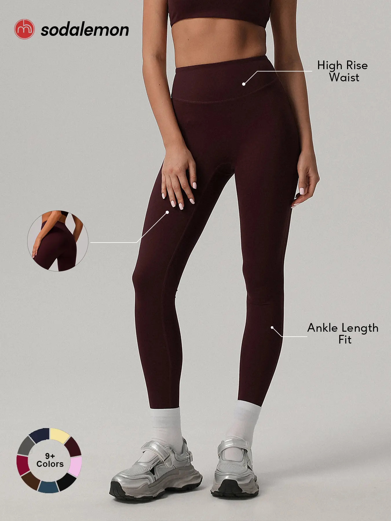 Sodalemon Women’s High-Waisted Yoga Leggings – Slim Fit Workout Pants, Outdoor Pilates & Fitness Activewear