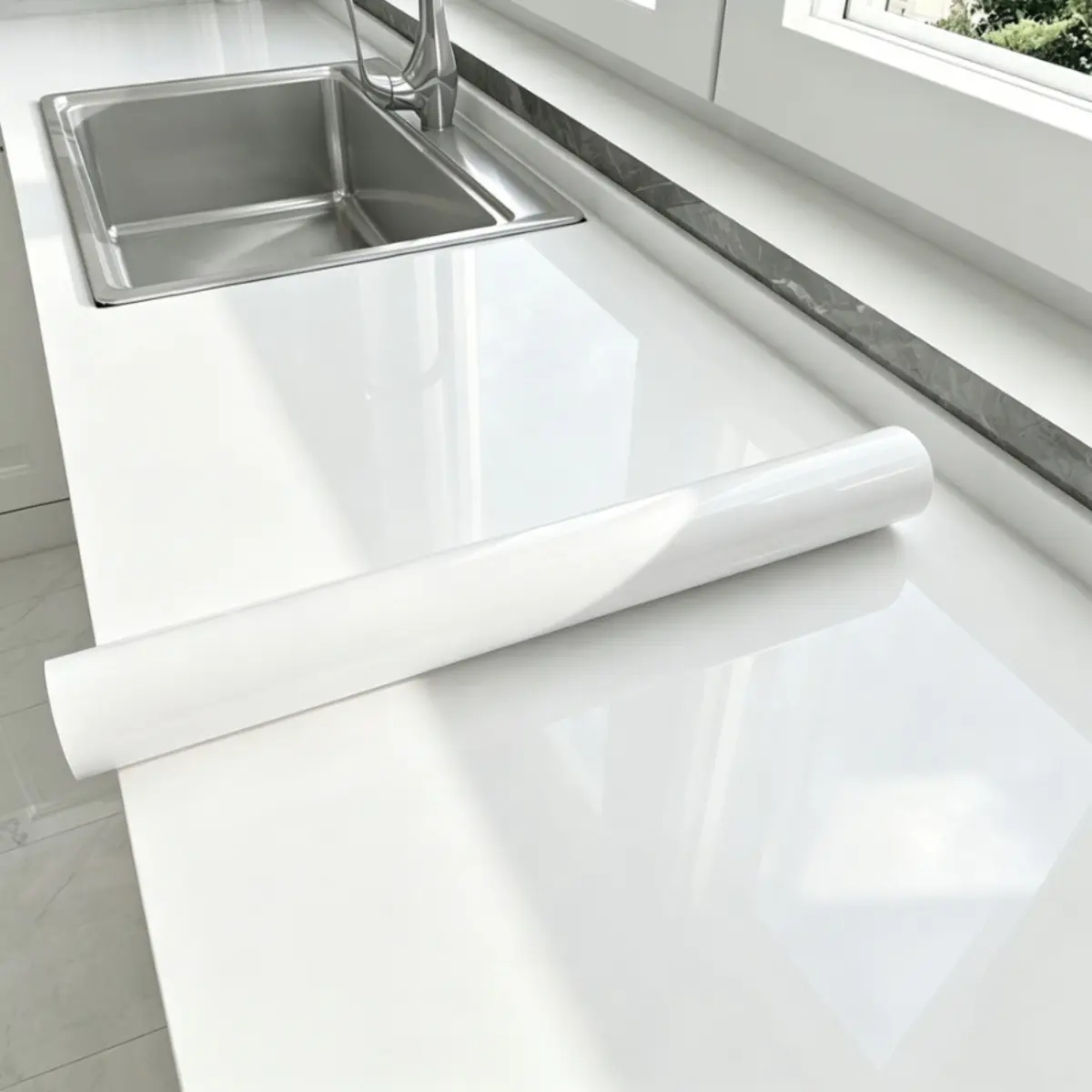 White Marble Contact Paper Waterproof Self Adhesive Wallpaper for Kitchen Backsplash Countertops Cabinets Heat Resistant Oil Proof Removable Wall Sticker