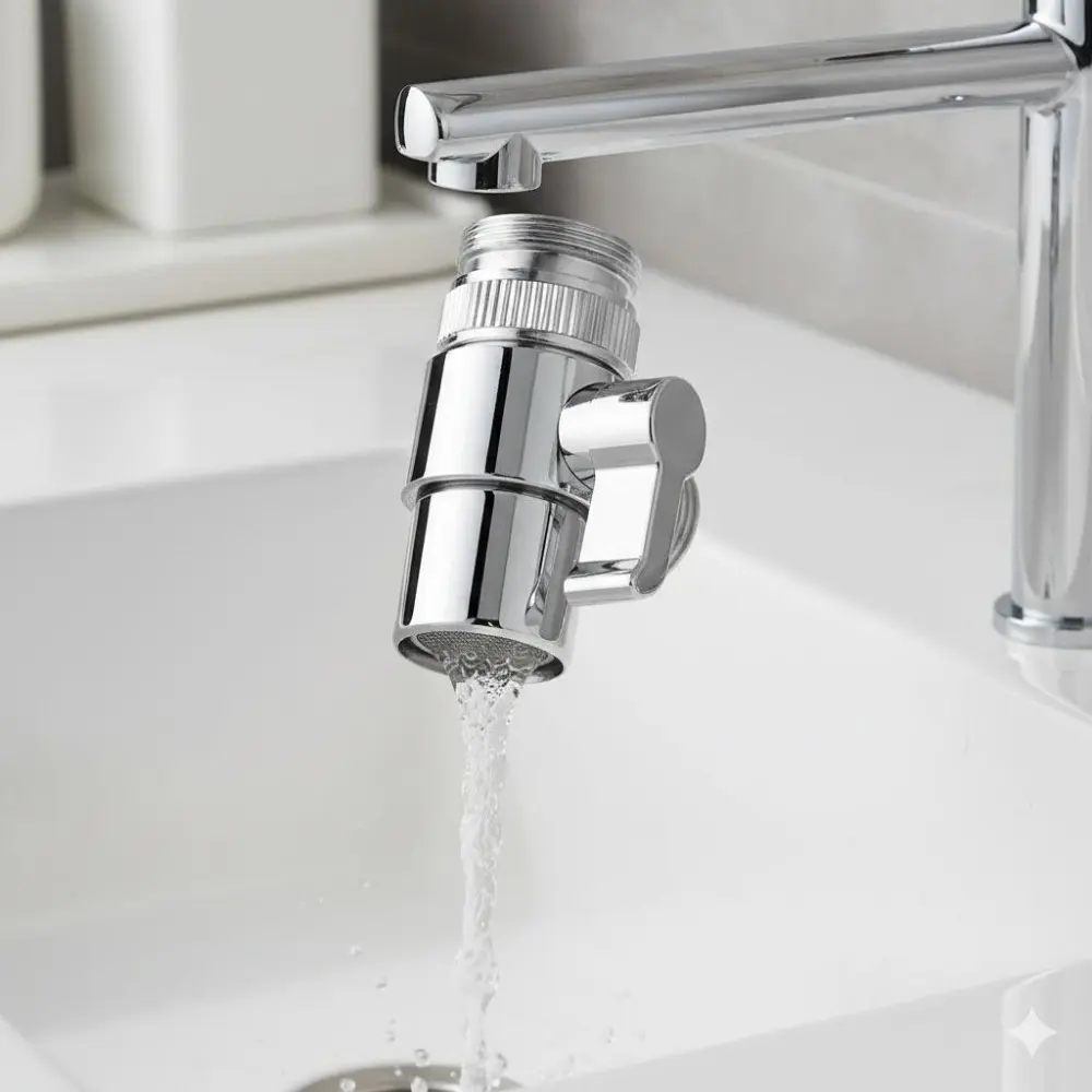 Universal Leak-Free Water Faucet Adapter, Quick Connect Dual Flow Valve for Kitchen Bathroom Outdoor, Multi-Size Adjustable Hose Fitting Compatible with Washing Machine Shower Garden Use.