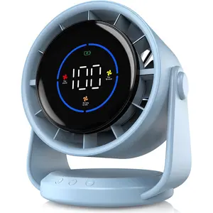 Desk Fan, Turbo Table Fan for Bedroom, 100-Speed Digital Display, Low Noise, 105? Adjustable Tilt, 7.5-inch, Rechargeable , Wall-Mouted Design for , Office, Travel Blue