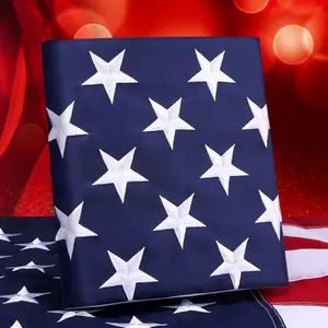 American Flag for Outside 3x5 FT Deluxe Heavy Duty Spun Polyester TearProof Waterproof Super Tough Series All Weather High Wind USA US Flag with Embroidered Stars Sewn Stripes Brass Grommets - Banners Banners Lightweight