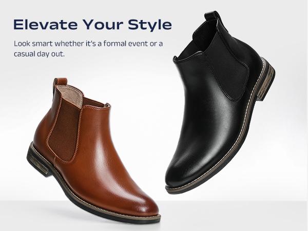 【BRUNO MARC Anniversary】 Men's Timeless Suede Slip-On Ankle Boots - Comfortable Walking Shoes, Stylish Casual Dress Footwear for Fall-Winter, Black Shoes